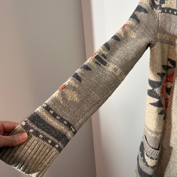 Lucky Brand Womens Aztec Southwest Heavyweight Sweater Neutral Long Staple Small - Picture 5 of 12